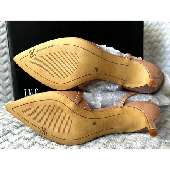 NEW! Inc International Concepts Lenii Patent Pointed Toe Heels Nude Size 7M NIB - Picture 6 of 7